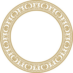 Vector gold round classic renaissance ornament. Circle, ring european border, revival style frame.. - obrazy, fototapety, plakaty