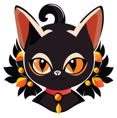 Halloween Cute Black Kitty, Halloween Cute Spooky Creature, Black cat