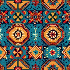Seamless pattern Circle Moroccan or Middle Eastern Motifs fusion Ethnic ornament.