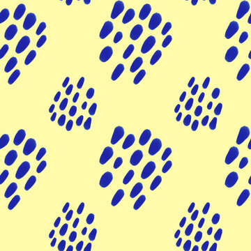 Modern Simple Pattern With Navy Blue For Print, Textile, Fabric With Yellow Background