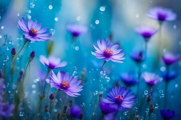 rain on purple flower