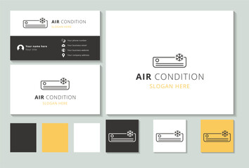 Air condition logo design with editable slogan. Branding book and business card template.