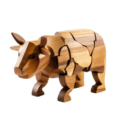 Wooden animal puzzle, wooden toy isolated on transparent background