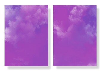 Set of gradient clouds background. Bright colorful colors. Simple covers of modern design. Abstract illustration in purple, pink colors 