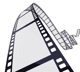 3d render Film Reel strip (clipping path)