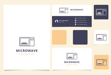 Microwave logo design with editable slogan. Branding book and business card template.