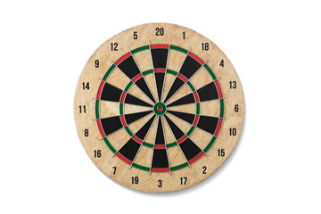 Dartboard for darts game on white background