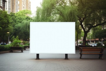 blank billboard in city park square