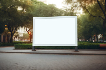 blank billboard in city park square