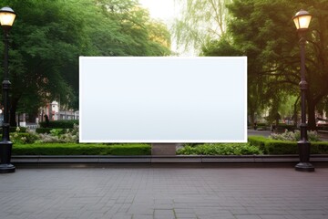 blank billboard in city park square