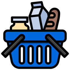 SHOPPING BASKET filled outline icon,linear,outline,graphic,illustration