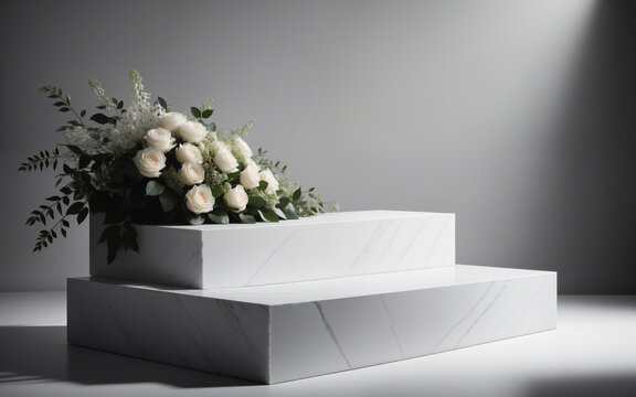 white flower marble condolence background