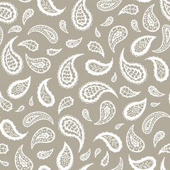 Lovely hand drawn Paisley seamless pattern, abstract background, great for textiles, banners, wallpapers - vector design