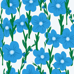 Stylized forget-me-nots in flat style. Vector seamless pattern..