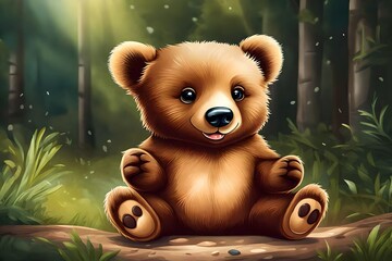 brown teddy bear in the forest