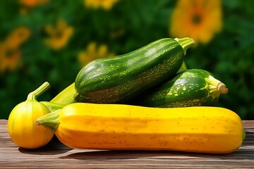 zucchini on a green background (AI Generated)