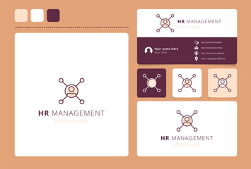 Hr management logo design with editable slogan. Branding book and business card template.