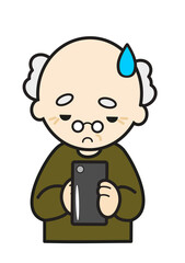 スマホにうんざりするおじいちゃん
