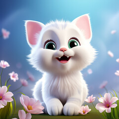 3d cute cartoon cat realistic 3d animal