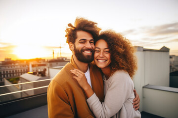 Rooftop Revelry: Friends Embrace Happiness