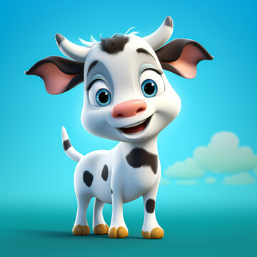 3d cute cartoon cow realistic 3d animal