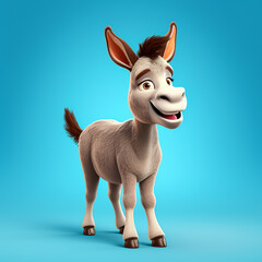 3d cute cartoon donkey realistic 3d animal
