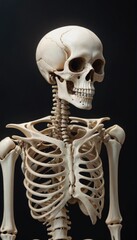 Skeleton art.  Fantasy illustration of non-human anatomy with black background for halloween