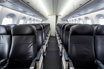 Fototapeta premium Rows of Modern Aircraft Seats