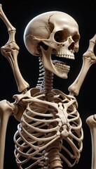 Skeleton art.  Fantasy illustration of non-human anatomy with black background for halloween