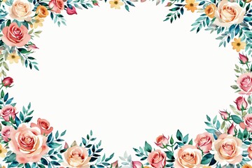 Obraz premium spring flower frame background with watercolor made with Generative AI
