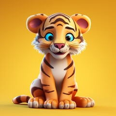 3d cute cartoon tiger realistic 3d animal