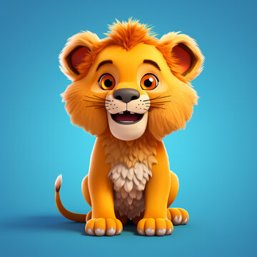 3d cute cartoon lion realistic 3d animal 