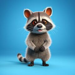 Fototapeta na wymiar 3d cute cartoon raccoon realistic 3d animal 