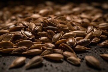 Exquisite Arrangement of Caraway Seeds, Offering a Captivating Display of Flavors and Textures - obrazy, fototapety, plakaty
