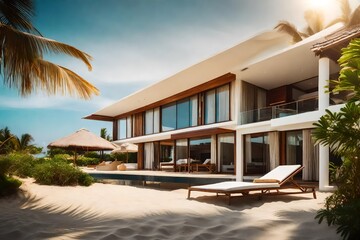 A stylish beachfront villa with sunlight streaming through every room. 