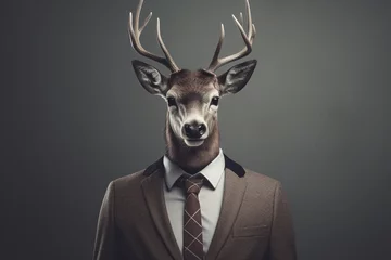 Foto op Aluminium Creative deer animal wearing nice suit with portrait style. © Sawai Thong