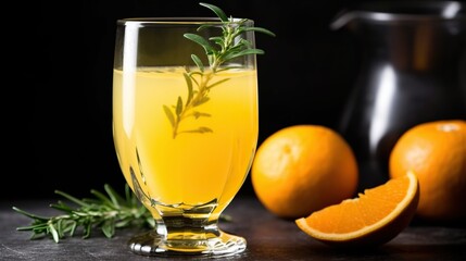 Fototapeta premium Glass of Fresh and Zesty Orange and Ginger Juice, a Refreshing Citrus Burst with a Spicy Kick