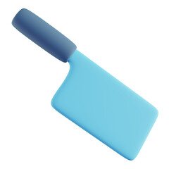 3D Illustration of Blue Meat Knife