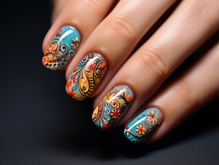 Photo of Fingernails or nail art: Close-up shots of fingernails or nail art reveal the intricate designs