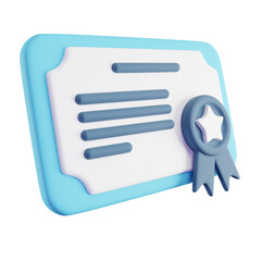 3D Illustration of Blue and White Certificate