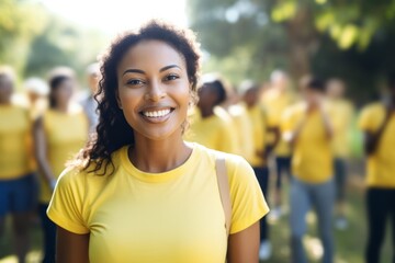 a beautiful woman leading a community event, environment and sustainability team leader