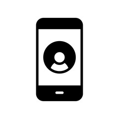 Mobile account glyph icon, create new my profile for profile network. user page in social network template. avatar personal contact pictogram. vector illustration. design on white background.