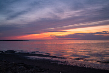 根室市の夕暮れの海岸