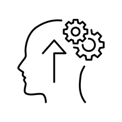 Cognitivity icon, improvement cognitive ability, human brain mental strength, Brainstorming   analytical mindset solving. vector illustration. design on white background.