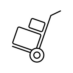 Box trolley line icon, move truck cargo carrier, bag cart delivery, flat luggage suitcase. Packaging Symbol. Hand truck with box vector illustration design on white background.