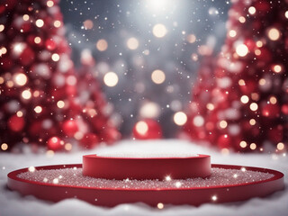 Christmas empty round podium for product , Christmas decorations. mockup