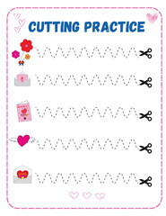 Cutting Practice Worksheet For Kids
