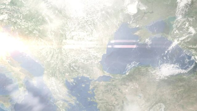 Zoom in from space and focus on Provadiya, Bulgaria. 3D Animation. Background for travel intro. Elements of this image furnished by NASA