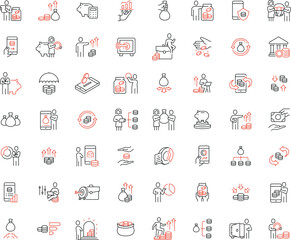 Vector Collection of Linear Icons Related to Business investment, Trade Service, Investment Strategy and Finance Management. Thin outline icons pack - part 2