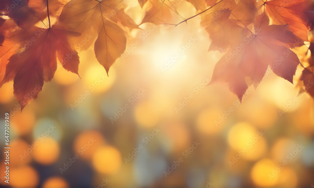 Poster Abstract autumn foliage bokeh backdrop